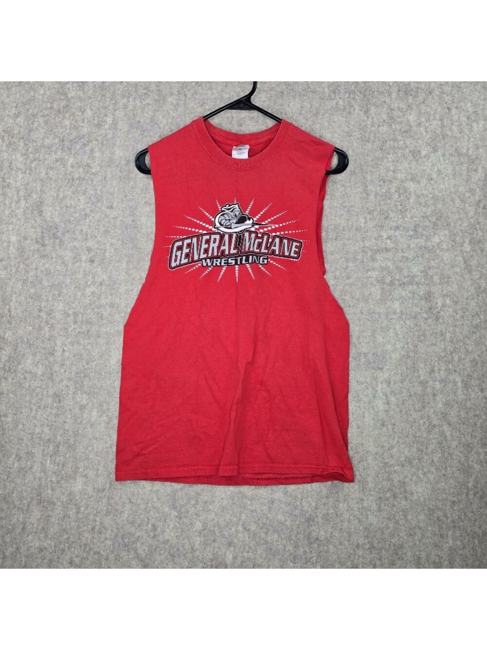 Gildan Mens Sleeveless Wrestling Graphic Red Tank Top Ultra Cotton Size S Casual